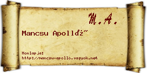 Mancsu Apolló névjegykártya